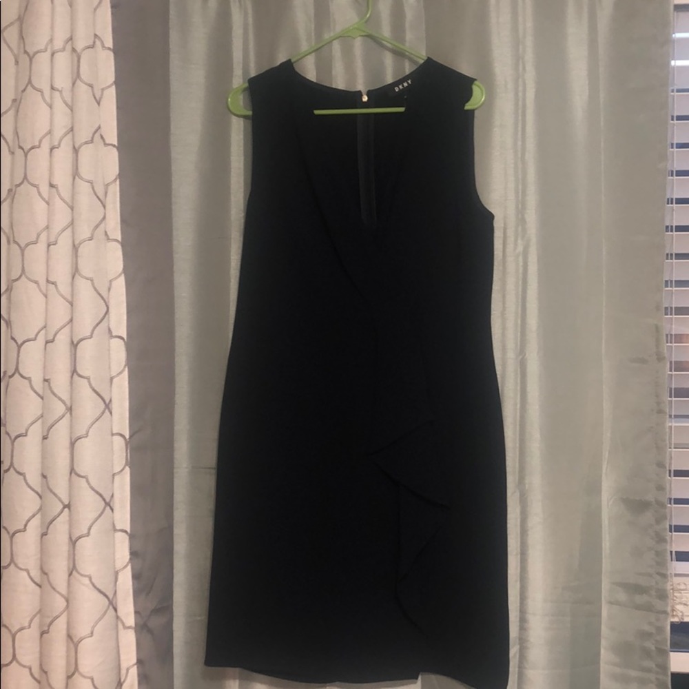 Navy blue v neck cocktail dress